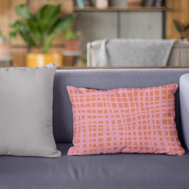 Almofada Decorativa Padrão de Abstrato de Grade Retroativa (Criador carregado)