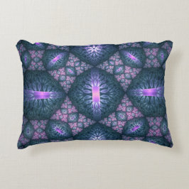 Almofada Decorativa Padrão de Arte Fratural 3D Turquesa Púrpura Rosa