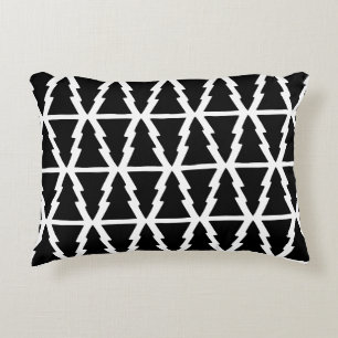 Almofada Decorativa Padrão de árvore de Natal preto e branco minimalis