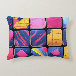 Almofada Decorativa Padrão de blocos coloridos do abstrato