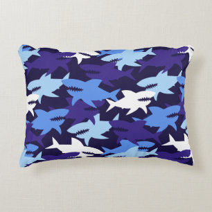 Almofada Decorativa Padrão de Camuflagem de Tubarões Azuis