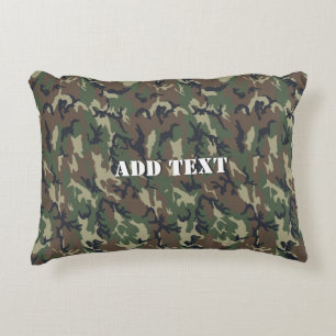 Almofada Decorativa Padrão de Camuflagem Militar da Floresta Verde