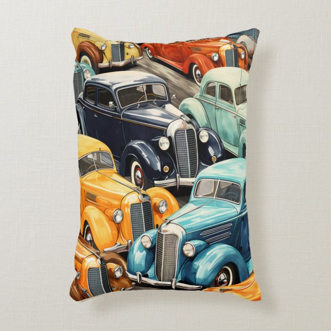 Almofada Decorativa Padrão de Carros Clássicos (Frente(Vertical))