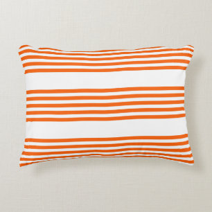 Almofada Decorativa Padrão de cinco faixas laranja e branca