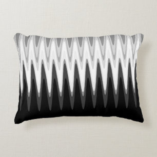 Almofada Decorativa Padrão de Cinza Preta Zig Zag