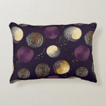 Padrão de Círculos Abstratos Boho Dourado Roxo