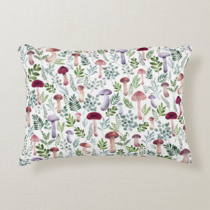 Almofada Decorativa Padrão de Cogumelos Cozy Watercolor