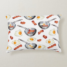 Almofada Decorativa Padrão de comida de café da manhã com Bacon e Ovos