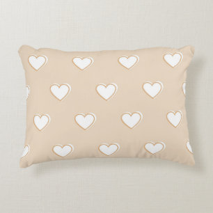Almofada Decorativa Padrão de Coração Simples, Grito e Branco Cor-de-R