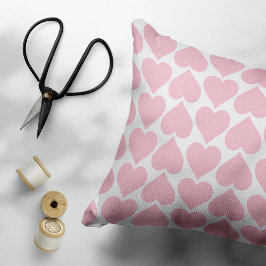 Almofada Decorativa Padrão de Corações Rosa, Romântico, Amor