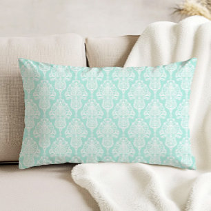 Almofada Decorativa Padrão de Damasco Antigo Ornamentado Branco sobre