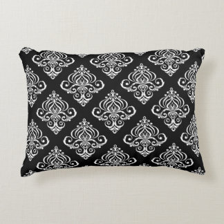 Almofada Decorativa Padrão de Damasco Preto e Branco Personalizado