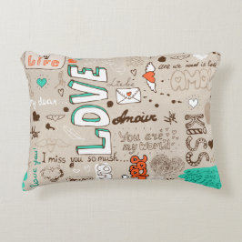 Almofada Decorativa Padrão de Desenho de Citações de Amor