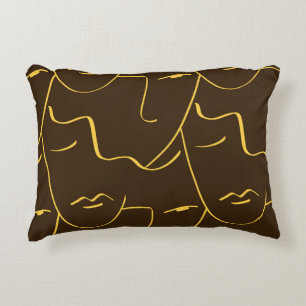 Almofada Decorativa Padrão de Desenho de Uma Linha Rostos