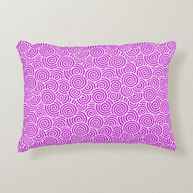 Almofada Decorativa Padrão de espiral japonês - cor-de-rosa orquídeo e (Frente)