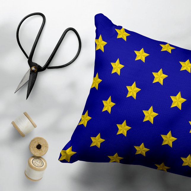 Almofada Decorativa Padrão de estrelas Douradas, Marinho azul, exclusi (Criador carregado)