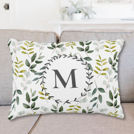 Almofada Decorativa Padrão de Eucalipto Tropical Verde Monogramado