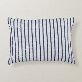 Almofada Decorativa Padrão de Faixa Azul de Cinza Rústica & Marinho