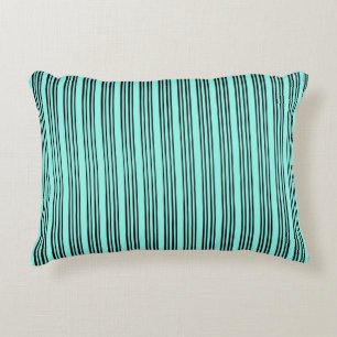 Almofada Decorativa Padrão de faixa de Na moda preto/turquesa
