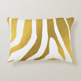 Almofada Decorativa Padrão de faixas de impressão de zebra Dourada Fau