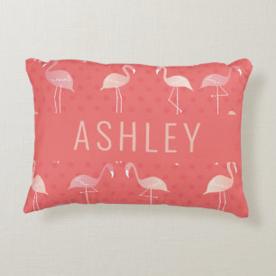 Almofada Decorativa Padrão de Flamingo Vermelho Coral Rosa Personaliza