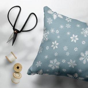 Almofada Decorativa Padrão de Floco de Neve, Flocos de Neve Brancos, N