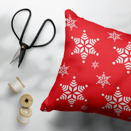 Almofada Decorativa Padrão de Floco de Neve, Flocos de Neve Brancos, N
