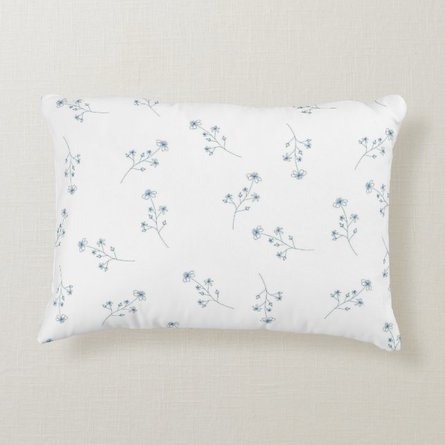 Almofada Decorativa Padrão de flor selvagem azul (Verso)
