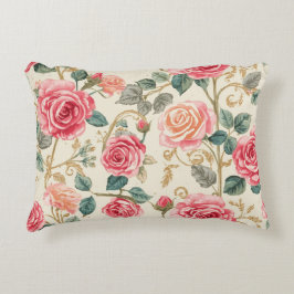Almofada Decorativa Padrão de Flores de Rosa Rosa, Bonito, Elegante