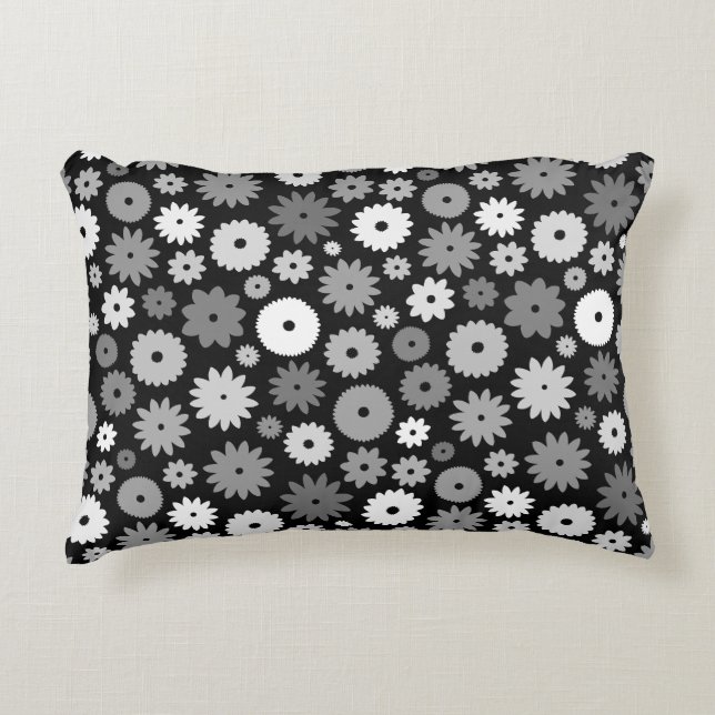 Almofada Decorativa Padrão de Flores Monocromáticas (Frente)
