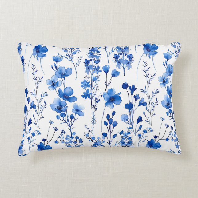 Almofada Decorativa Padrão de Flores Selvagens de Papel Francês Design (Frente)