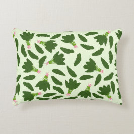 Almofada Decorativa Padrão de Folhas de Espinafre Verde