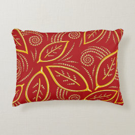 Almofada Decorativa Padrão de Folhas Ilustradas Modernas e Douradas