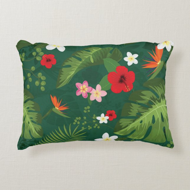 Almofada Decorativa Padrão de Folhas Tropicais (Frente)