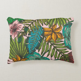 Almofada Decorativa Padrão de Folhas Tropicais - Decoração Floral Boho