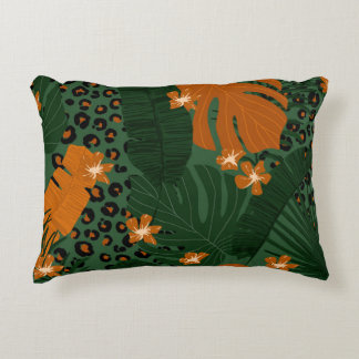 Almofada Decorativa Padrão de Folhas Tropicais do Leopardo Exótico