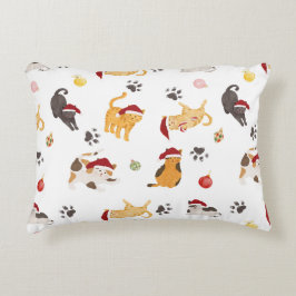 Almofada Decorativa Padrão de Gato de Férias Fofo