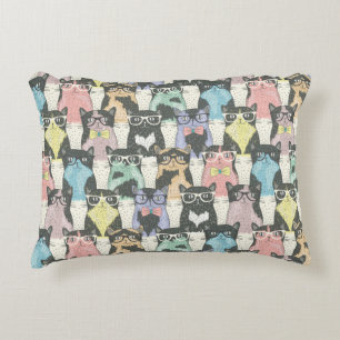 Almofada Decorativa Padrão de Gatos de Corte do hipster