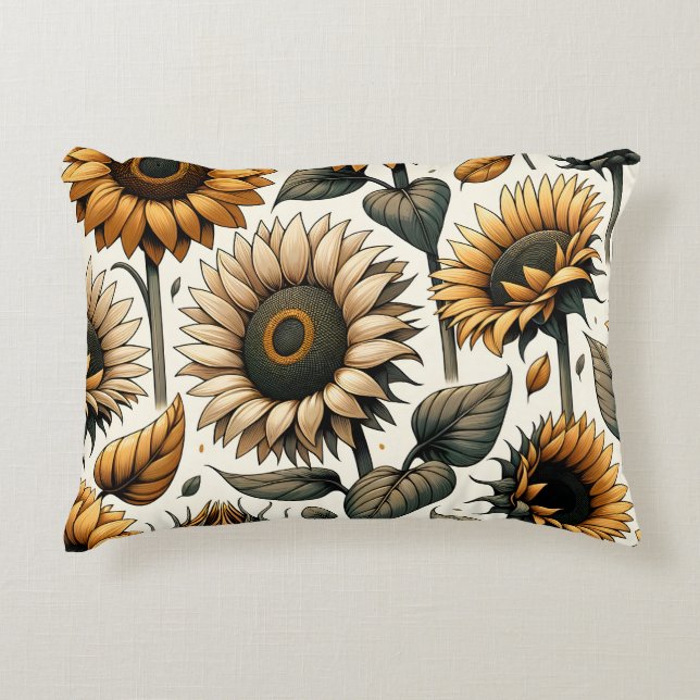 Almofada Decorativa Padrão de girassol vibrante (Frente)