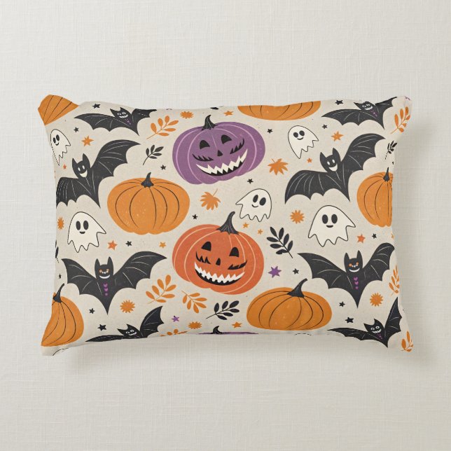 Almofada Decorativa Padrão de Halloween e outono (Frente)