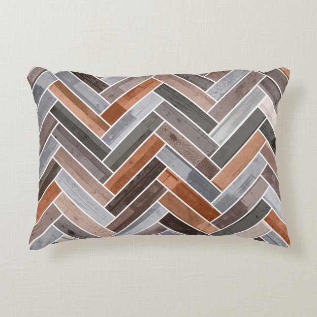Almofada Decorativa Padrão de Herringbone em cores de rock terrestre (Frente)