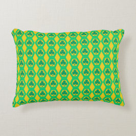 Almofada Decorativa Padrão de Hexágono Amarelo Verde Trevo