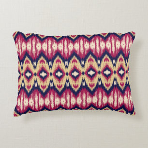 Almofada Decorativa Padrão de ikat chevron azul-rosa étnico T