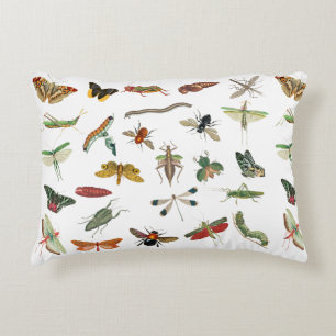 Almofada Decorativa Padrão de Ilustração de Insetos de Vintagem Colori