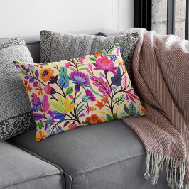 Almofada Decorativa Padrão de Impressão de Ilustração Floral Colorida