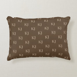 Almofada Decorativa Padrão de Iniciais do Classy Brown & Beige Monogra