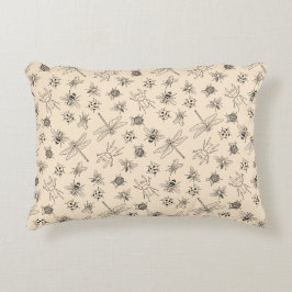 Almofada Decorativa Padrão de Insetos de Cartoon Desenhado à Mão