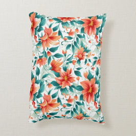 Almofada Decorativa Padrão de Jardim Floral Laranja Vibrante - Chá Ele