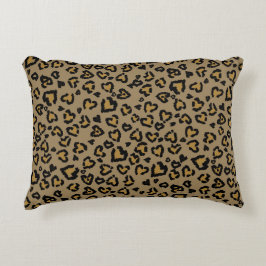 Almofada Decorativa Padrão de Leopardo Coração em Cores Naturais
