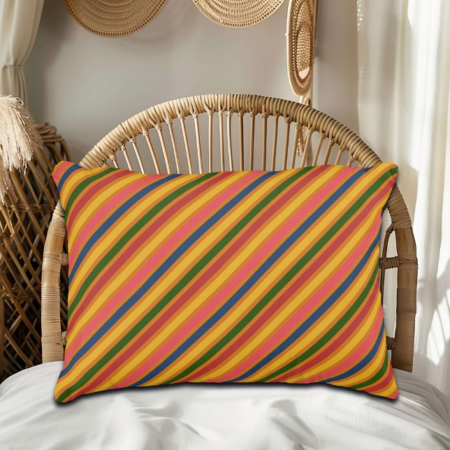 Almofada Decorativa Padrão de Linha Colorida (Criador carregado)